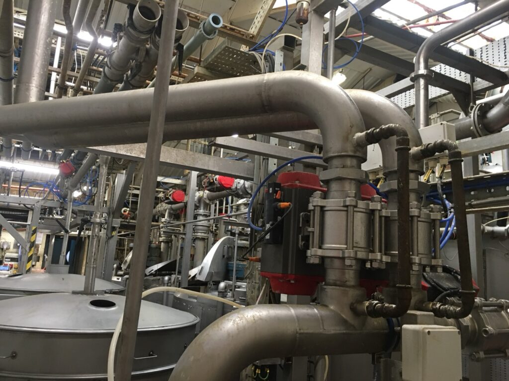 Large bore 316 stainless steel process pipework and equipment connections