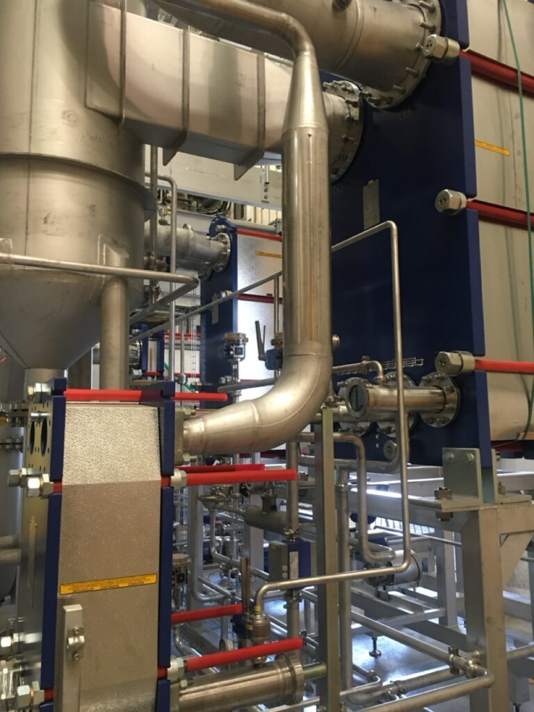 316 stainless steel pipework connected to process equipment
